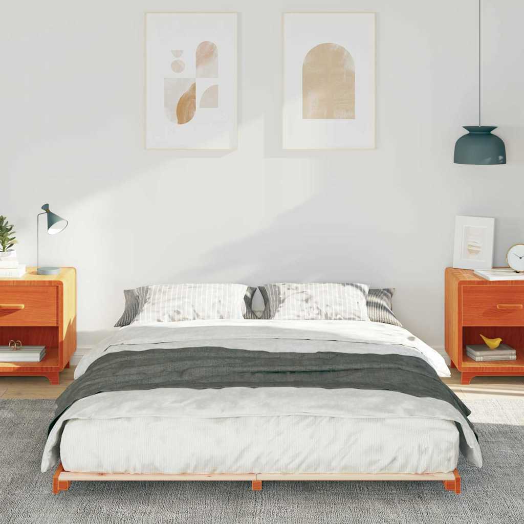 Vidaxl bedframe wasbruin 140 x 220 cm massief grenenhout