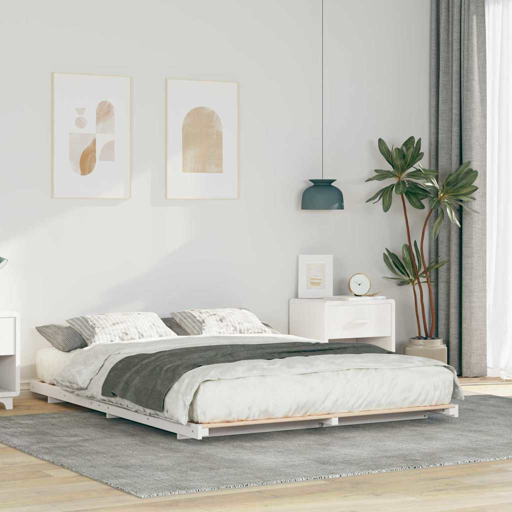 Vidaxl bedframe wit 160 x 220 cm massief grenenhout