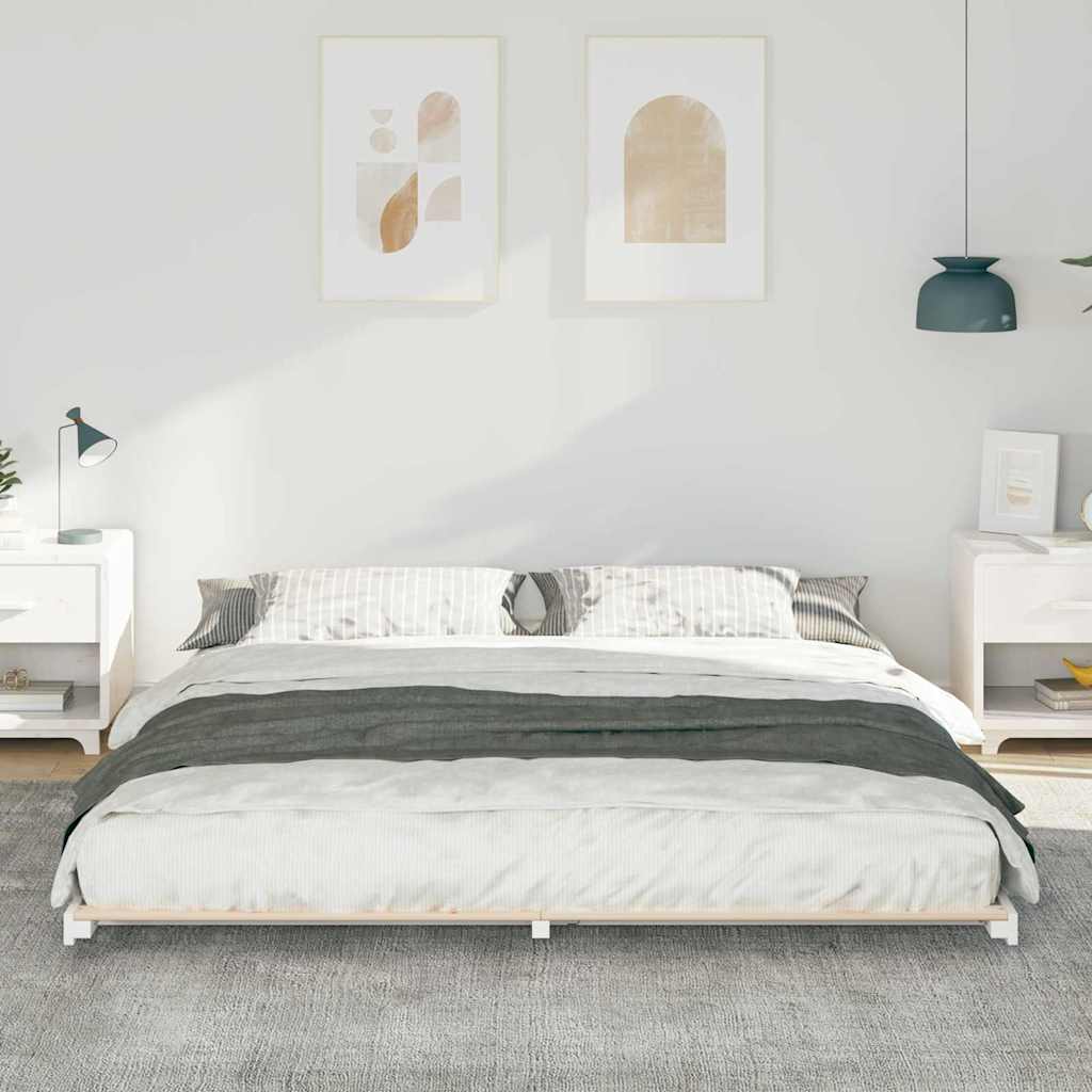 Vidaxl bedframe wit 200 x 220 cm massief grenenhout