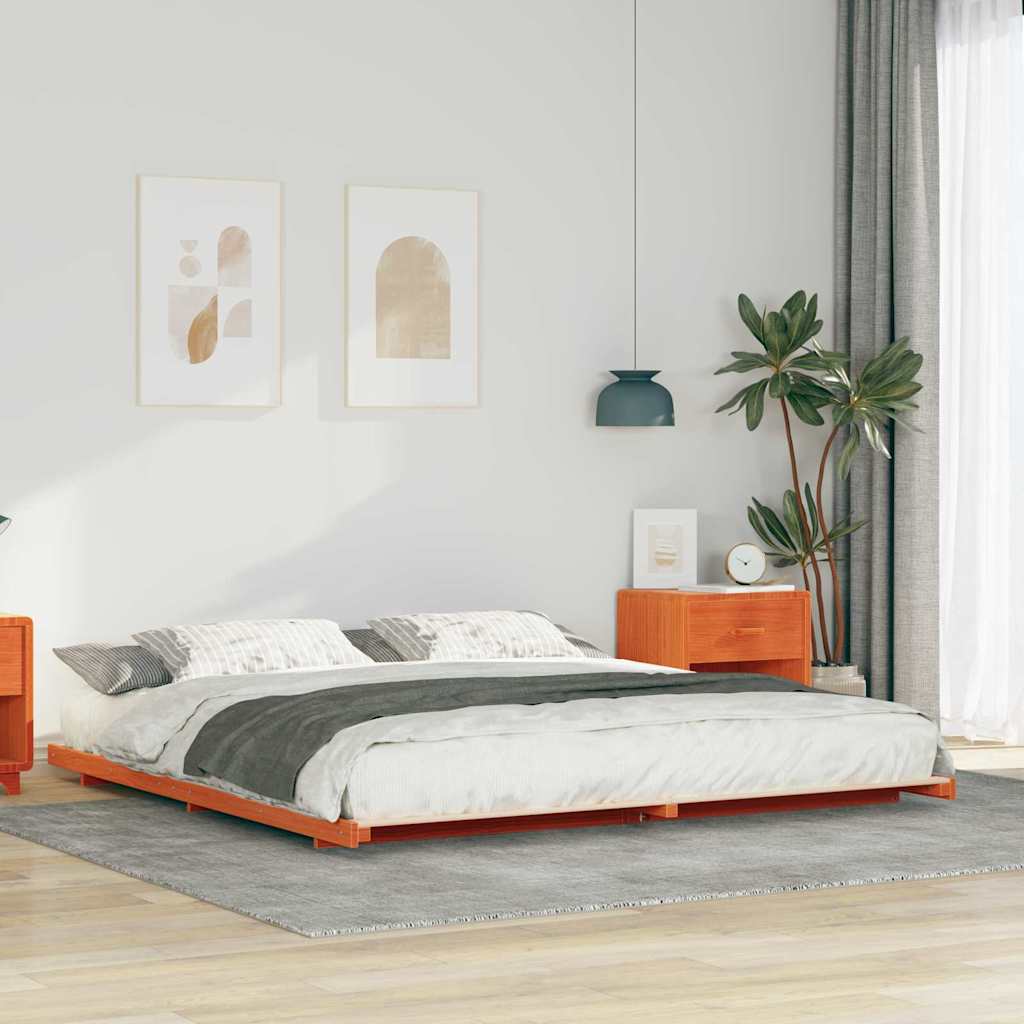 Vidaxl bedframe wasbruin 200 x 220 cm massief grenenhout