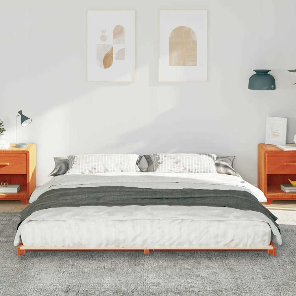 Vidaxl bedframe wasbruin 200 x 220 cm massief grenenhout