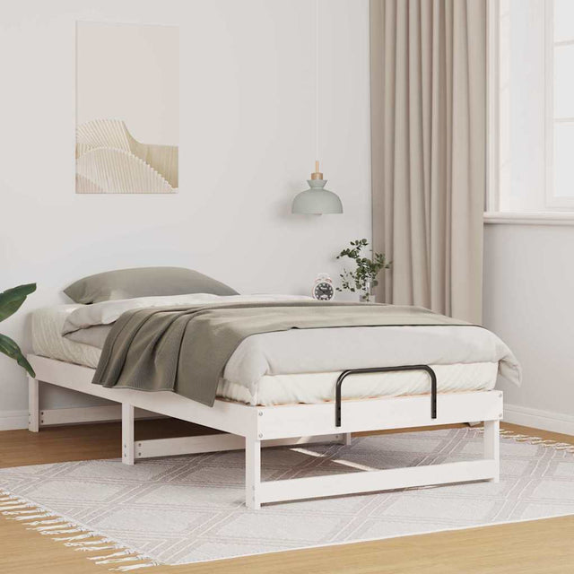 Vidaxl bedframe wit 90 x 190 cm massief grenenhout