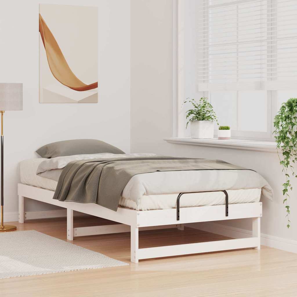 Vidaxl bedframe wit 90 x 190 cm massief grenenhout