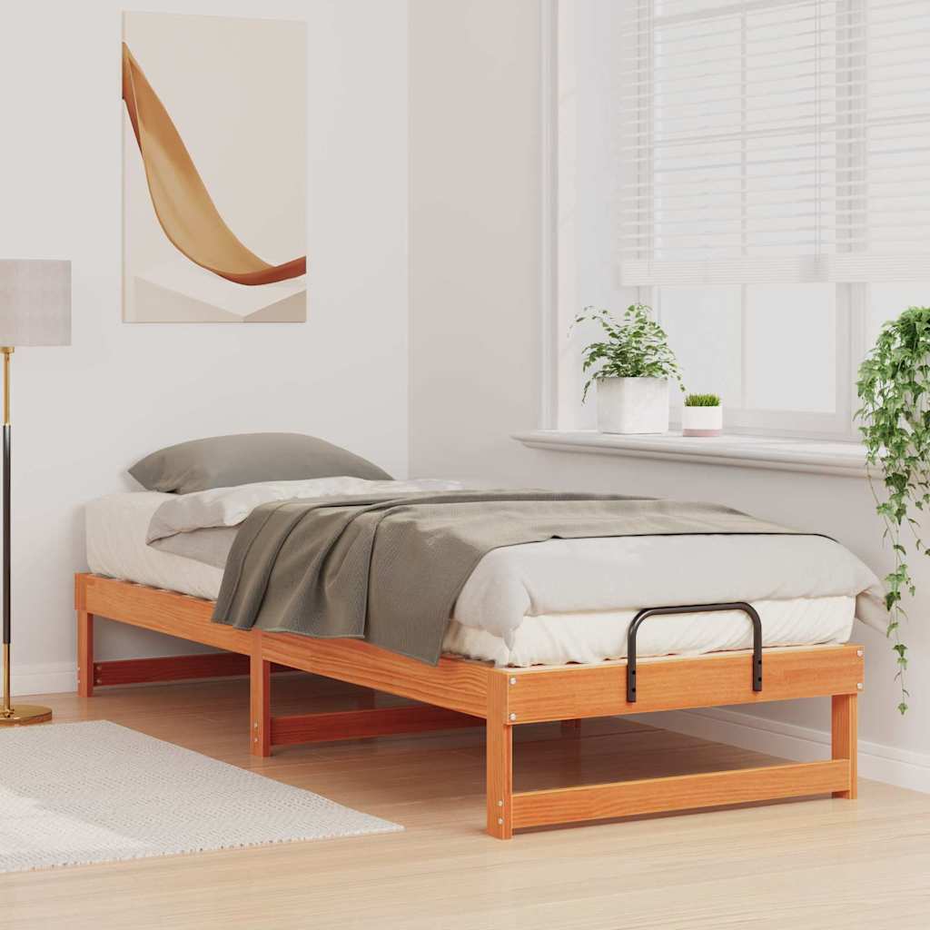 Vidaxl bedframe bruin 80 x 210 cm massief grenenhout