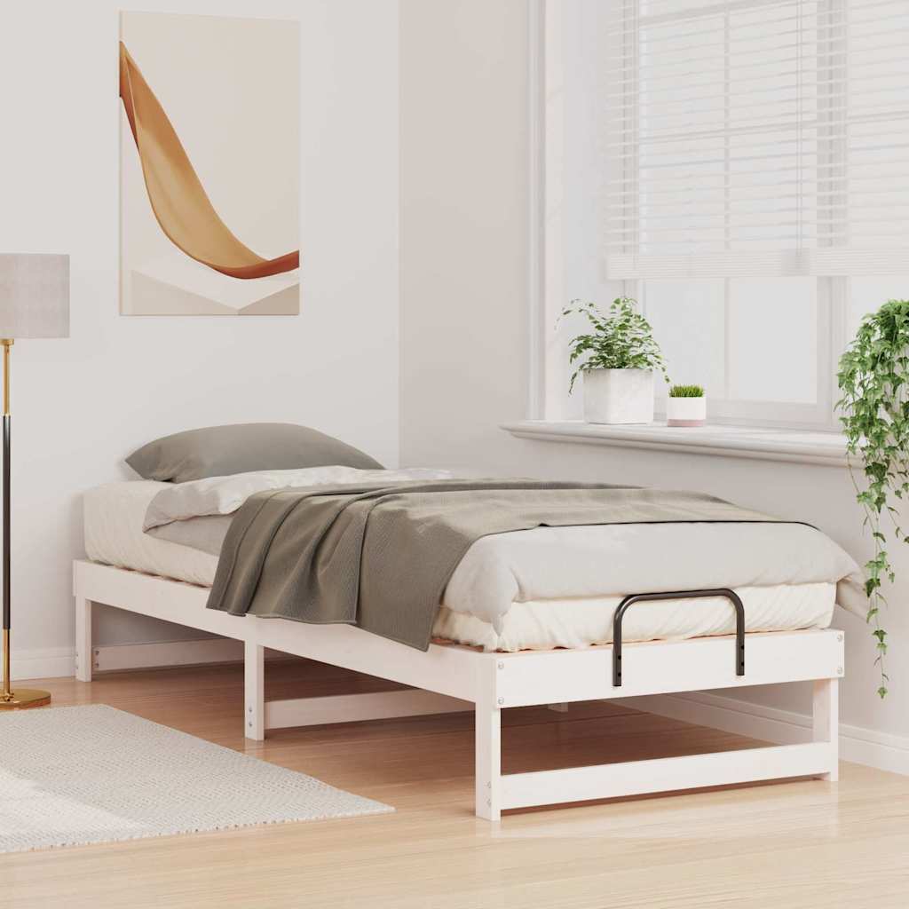 Vidaxl bedframe wit 90 x 210 cm massief grenenhout