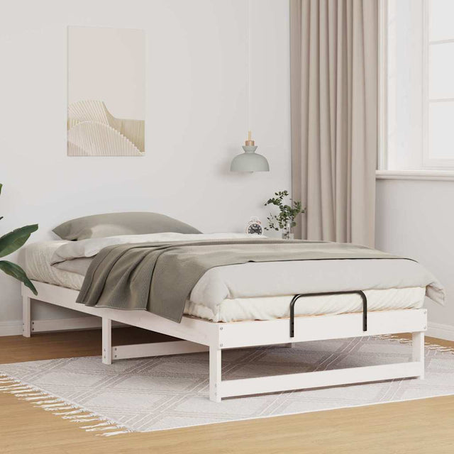 Vidaxl bedframe wit 100 x 210 cm massief grenenhout