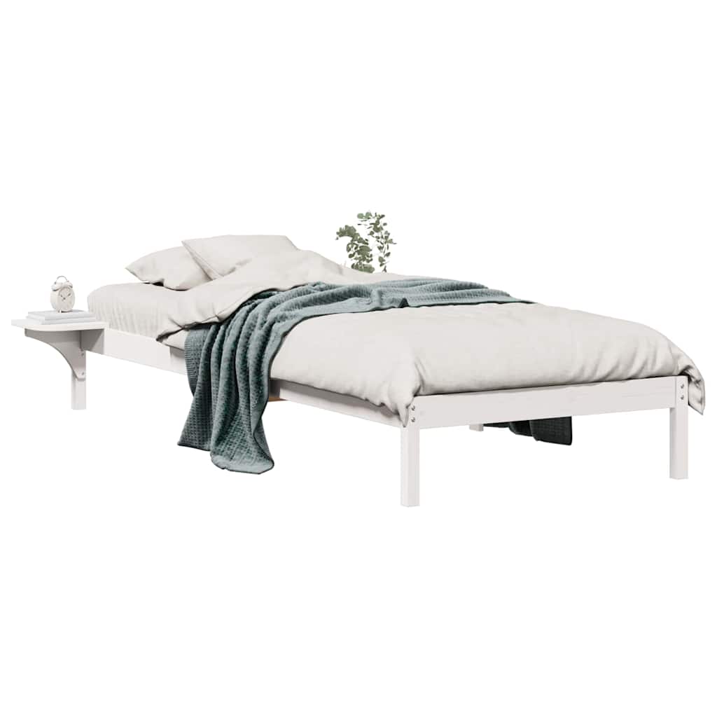 Vidaxl bedframe met zijtafels wit 90 x 210 cm massief grenenhout