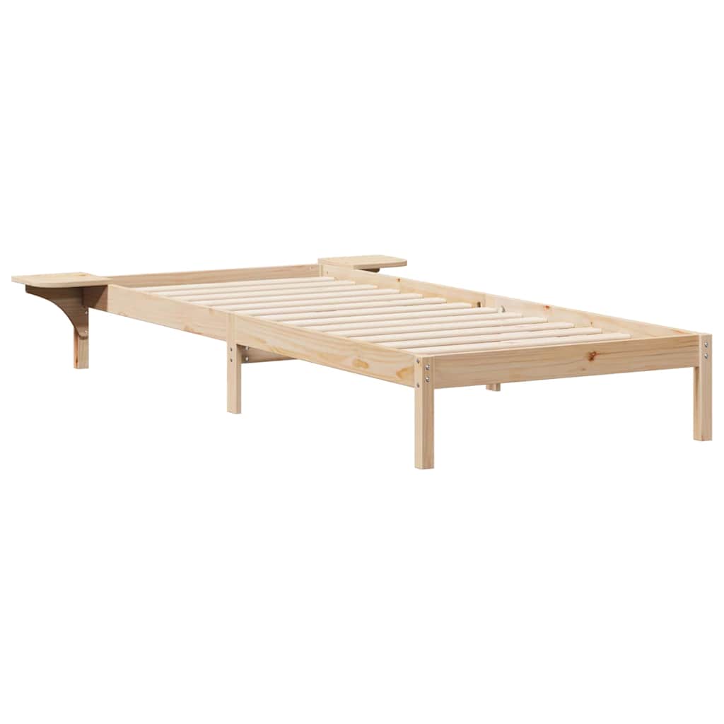 Vidaxl bedframe met zijtafels naturel 100 x 210 cm massief grenenhout