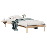 Vidaxl bedframe met zijtafels naturel 100 x 210 cm massief grenenhout