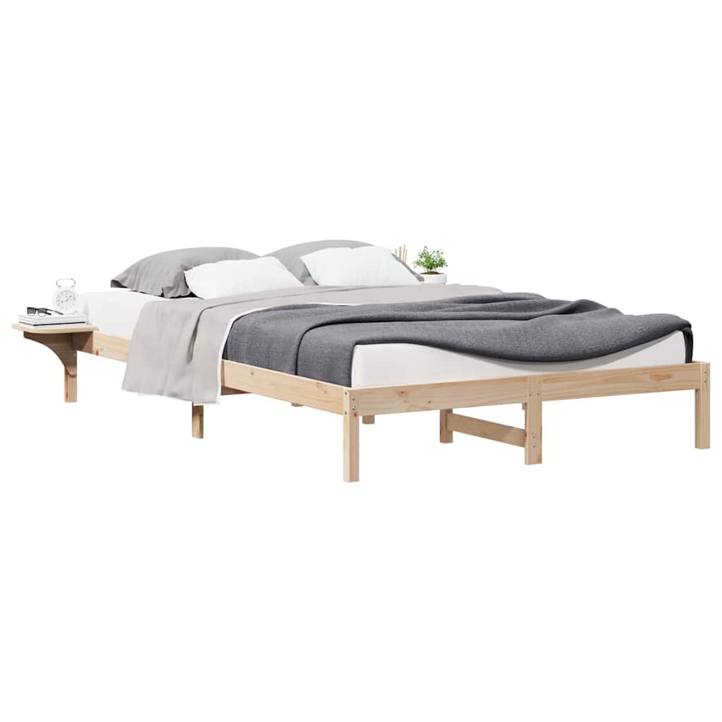 Vidaxl bedframe met zijtafels naturel 140 x 210 cm massief grenenhout
