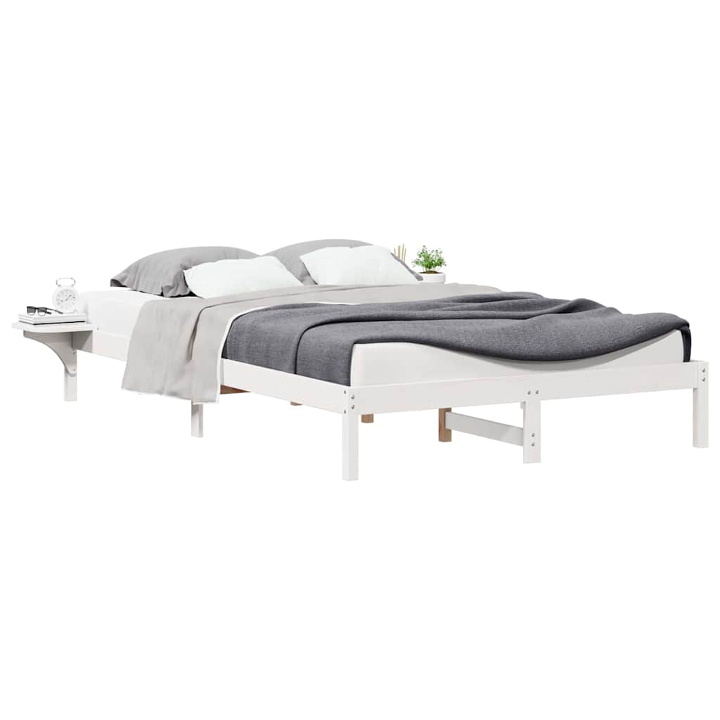 Vidaxl bedframe met zijtafels wit 140 x 210 cm massief grenenhout
