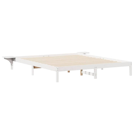 Vidaxl bedframe met zijtafels wit 180 x 210 cm massief grenenhout