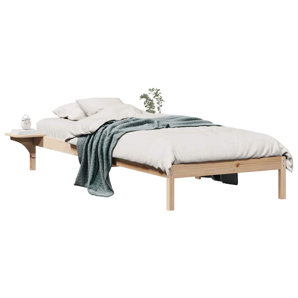 Vidaxl bedframe met zijtafels naturel 90 x 220 cm massief grenenhout