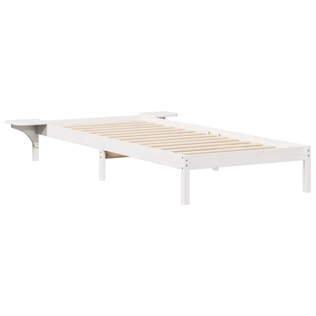 Vidaxl bedframe met zijtafels wit 90 x 220 cm massief grenenhout
