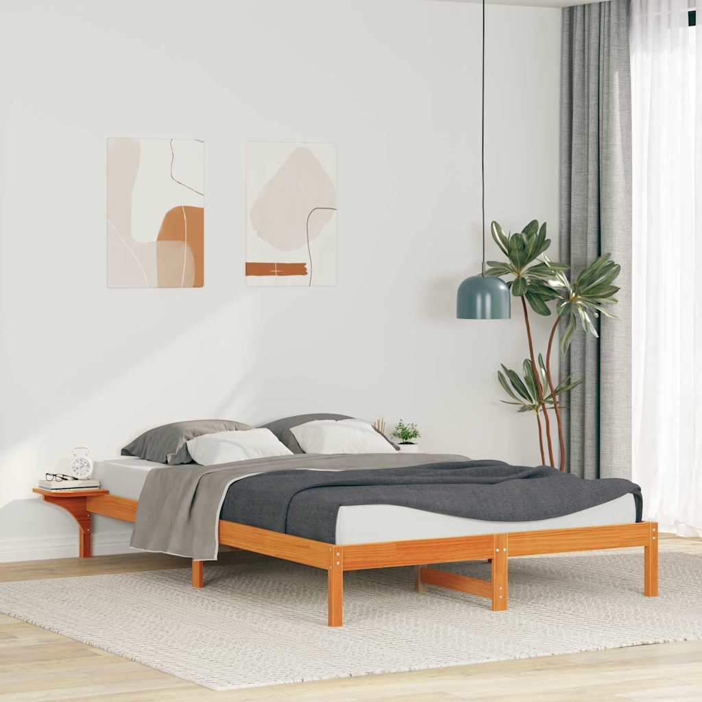 Vidaxl bedframe met zijtafels wasbruin 160 x 220 cm massief grenenhout