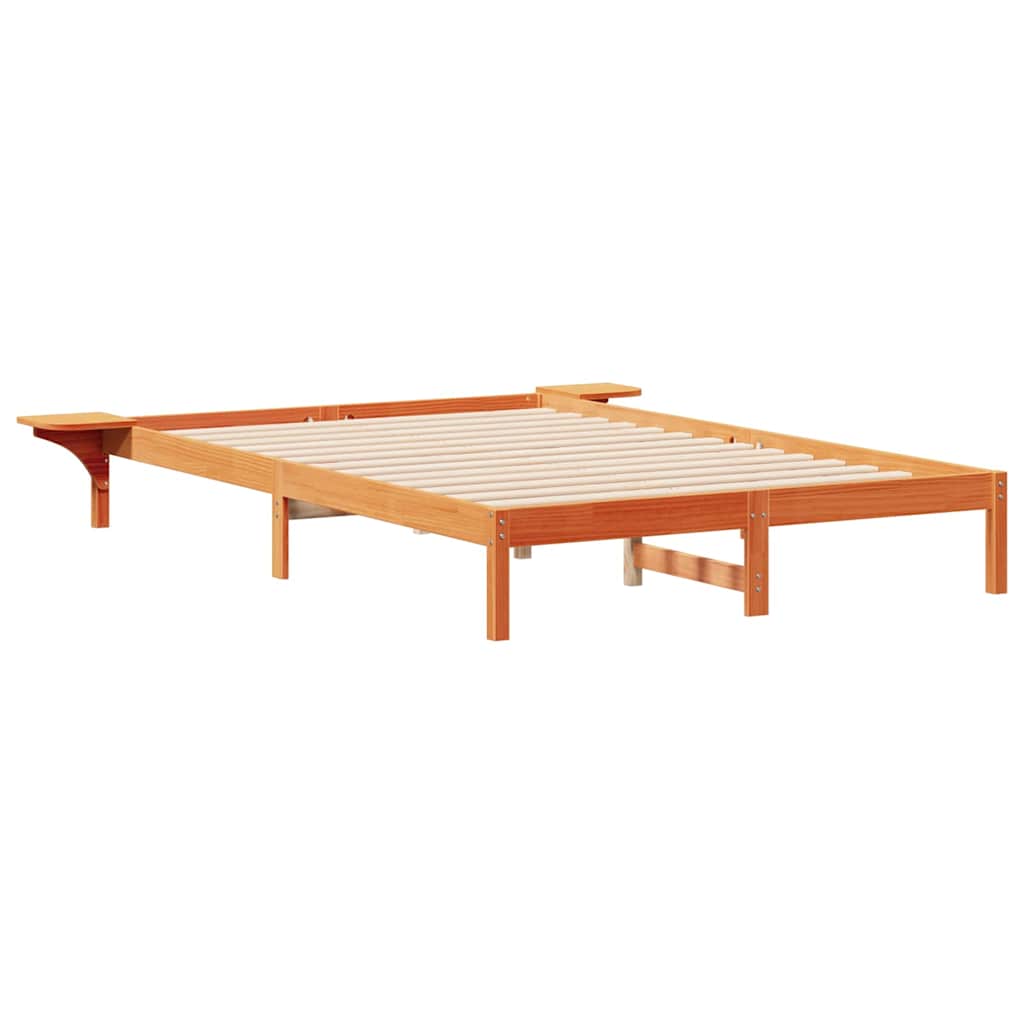 Vidaxl bedframe met zijtafels wasbruin 160 x 220 cm massief grenenhout