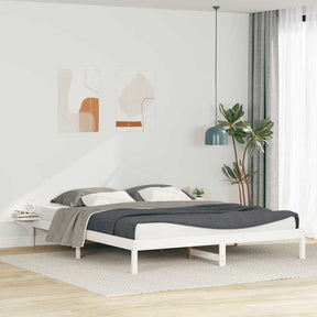 Vidaxl bedframe met zijtafels wit 200 x 220 cm massief grenenhout