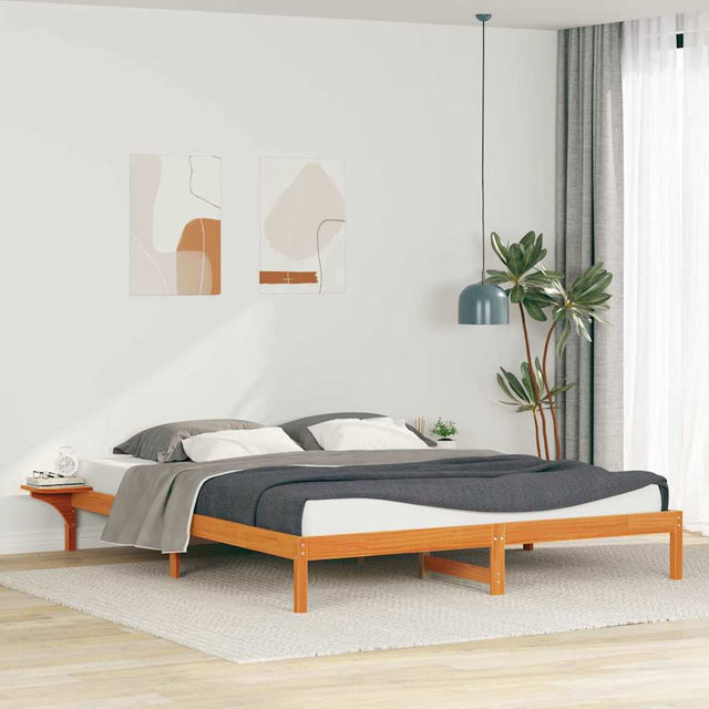 Vidaxl bedframe met zijtafels wasbruin 200 x 220 cm massief grenenhout
