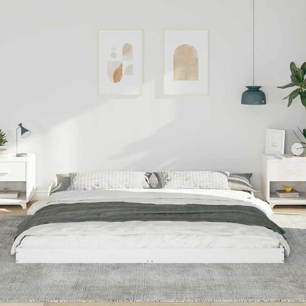Vidaxl bedframe wit 200 x 200 cm massief grenenhout