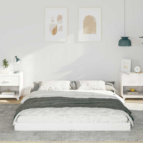 Vidaxl bedframe wit 150 x 200 cm massief grenenhout