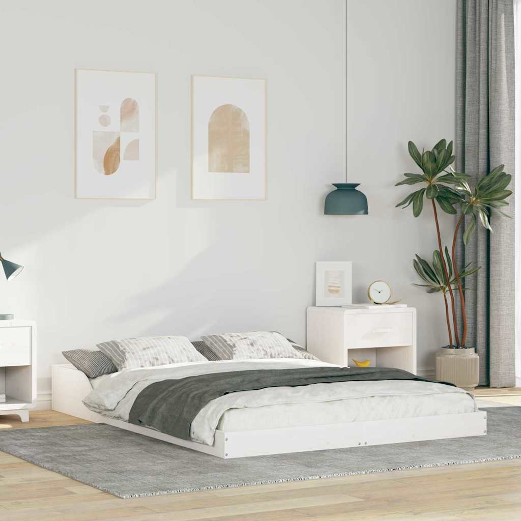 Vidaxl bedframe wit 140 x 190 cm massief grenenhout