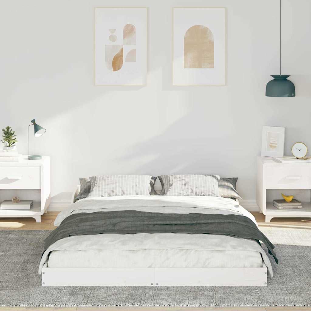 Vidaxl bedframe wit 135 x 190 cm massief grenenhout
