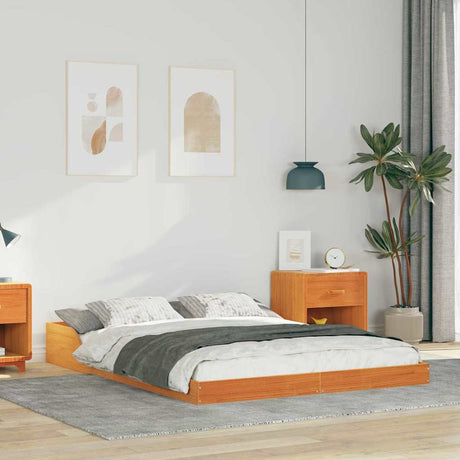 Vidaxl bedframe wasbruin 135 x 190 cm massief grenenhout