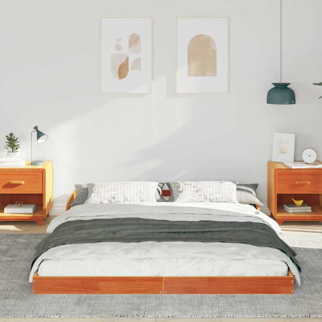 Vidaxl bedframe wasbruin 160 x 210 cm massief grenenhout