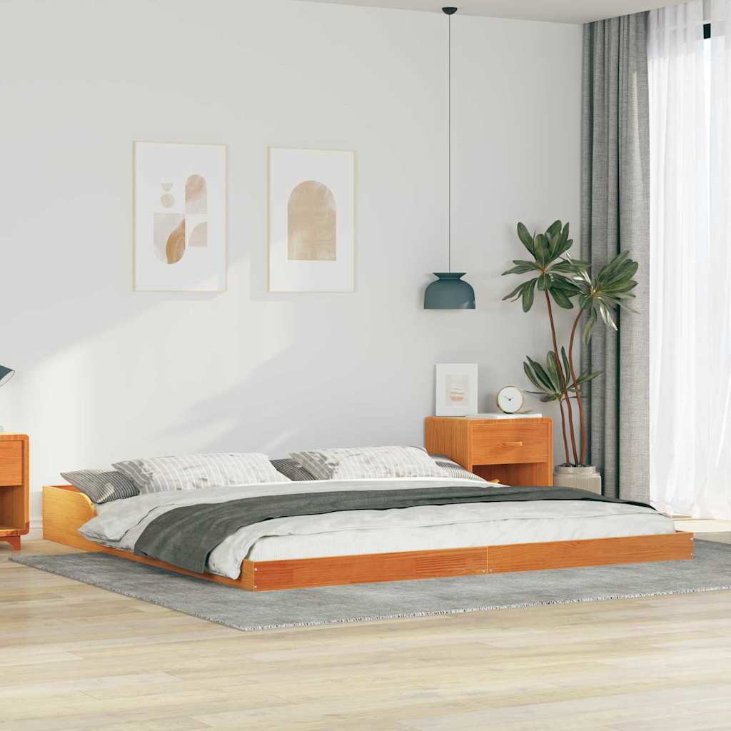 Vidaxl bedframe wasbruin 200 x 220 cm massief grenenhout