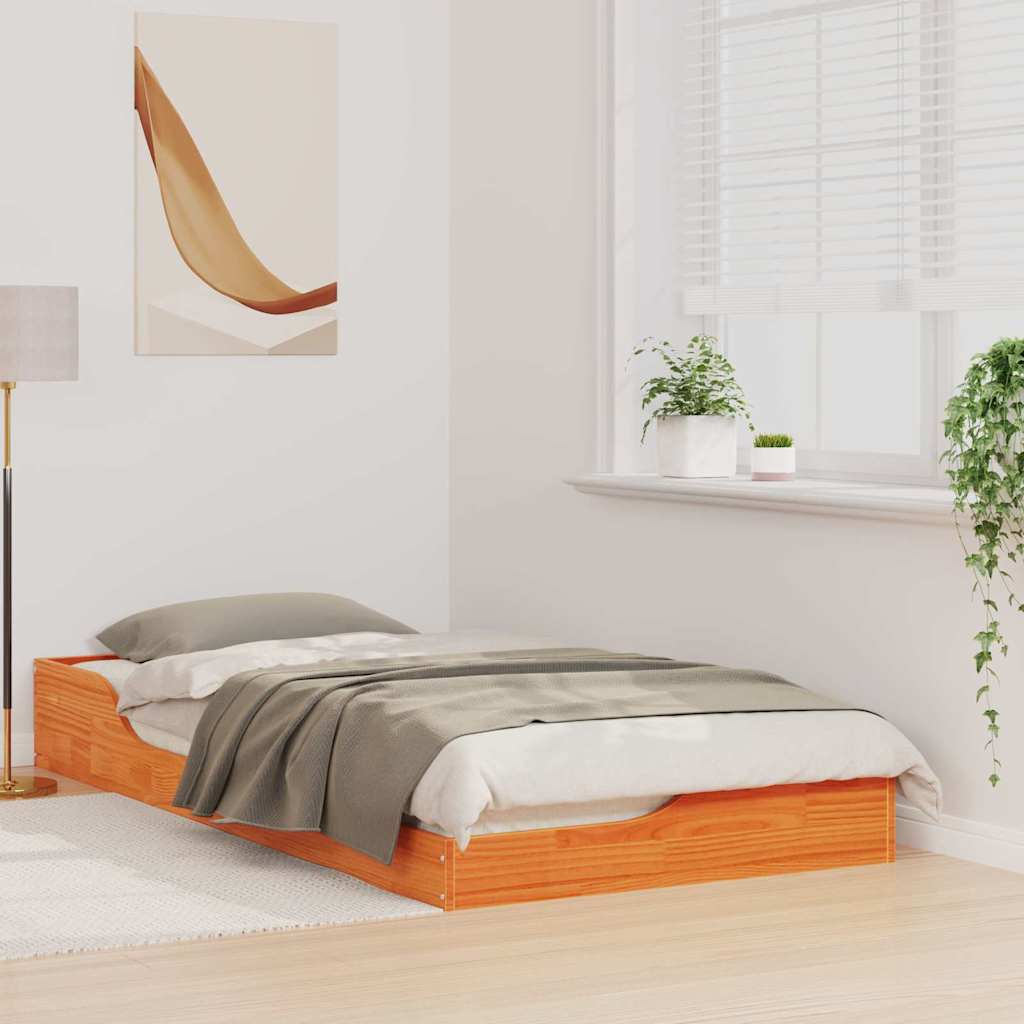 Vidaxl bedframe wasbruin 75 x 190 cm massief grenenhout