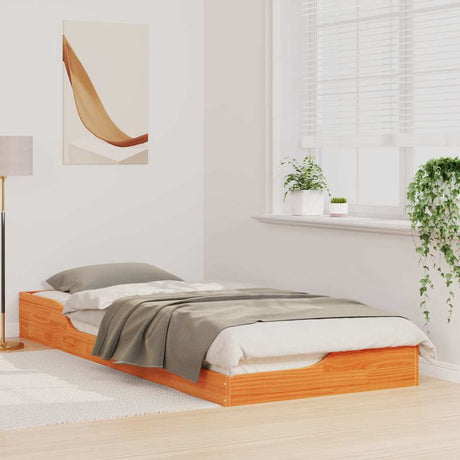 Vidaxl bedframe wasbruin 100 x 220 cm massief grenenhout