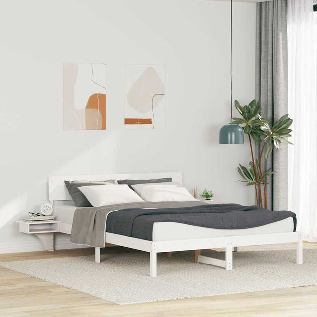 Vidaxl bedframe met hoofdeinde wit 160 x 200 cm massief grenenhout
