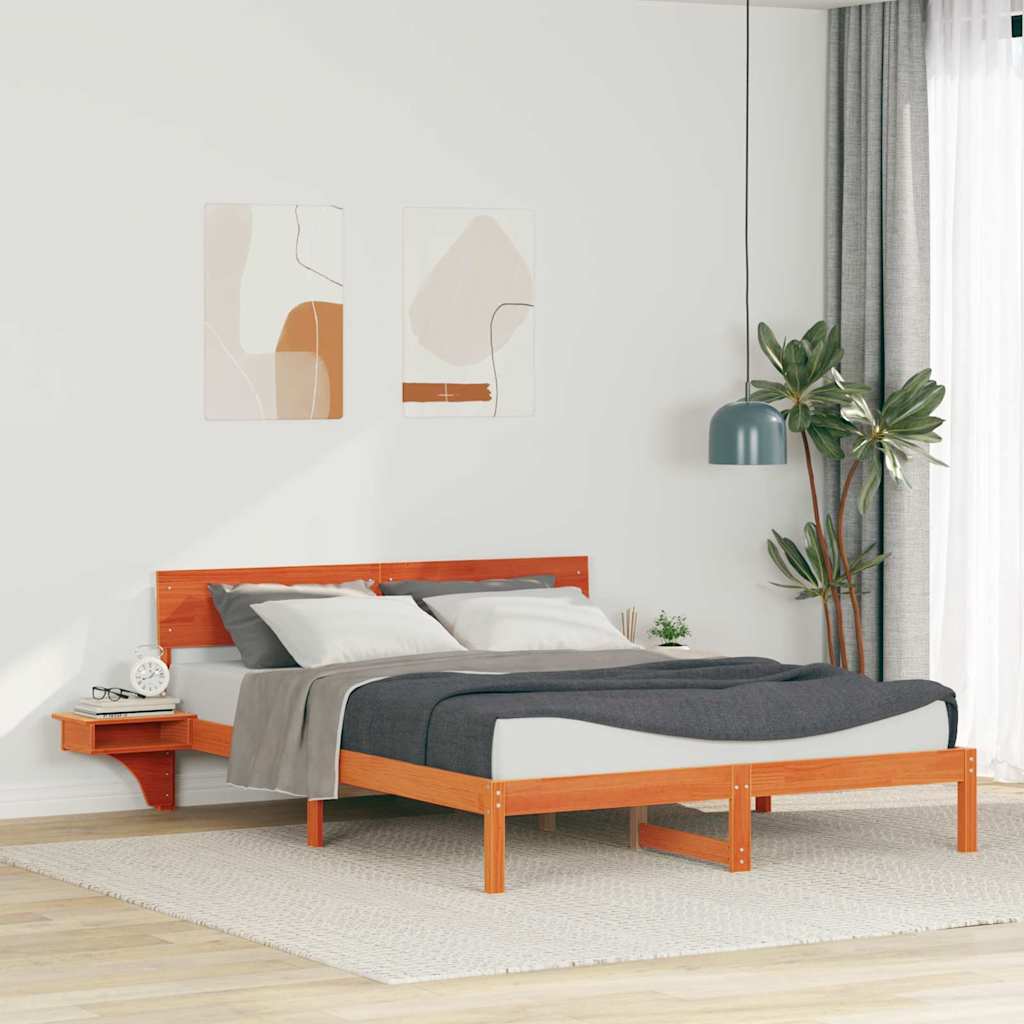 Vidaxl bedframe wasbruin 150 x 200 cm massief grenenhout