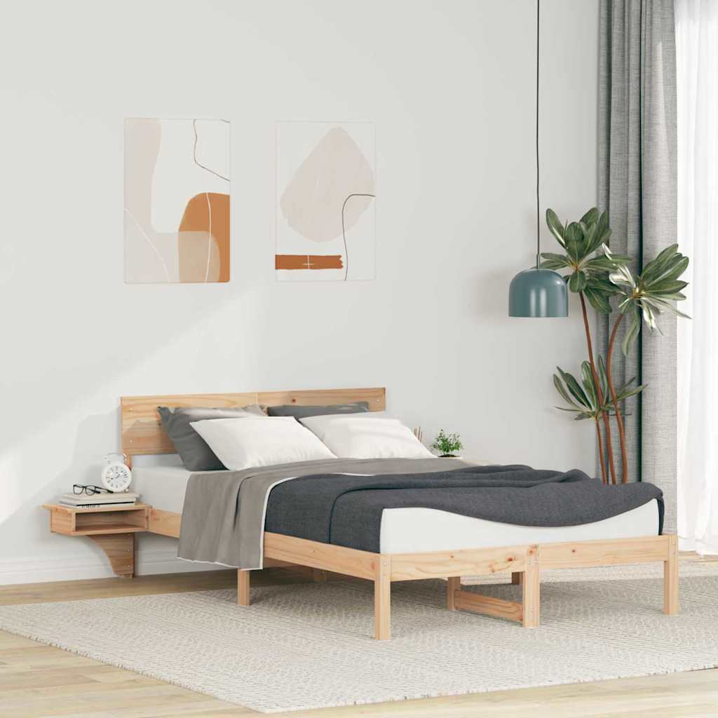 Vidaxl bedframe met hoofdeinde bruin 140 x 200 cm massief grenenhout