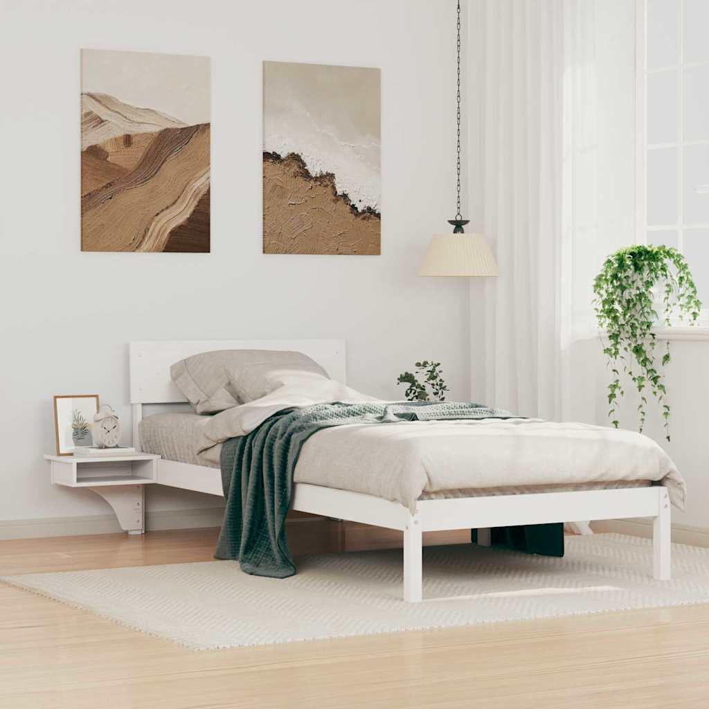 Vidaxl bedframe met hoofdeinde wit 100 x 200 cm massief grenenhout