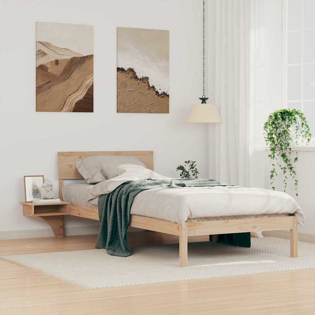 Vidaxl bedframe met hoofdeinde bruin 80 x 200 cm massief grenenhout