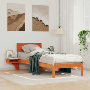 Vidaxl bedframe met hoofdeinde wasbruin 75 x 190 cm massief grenenhout