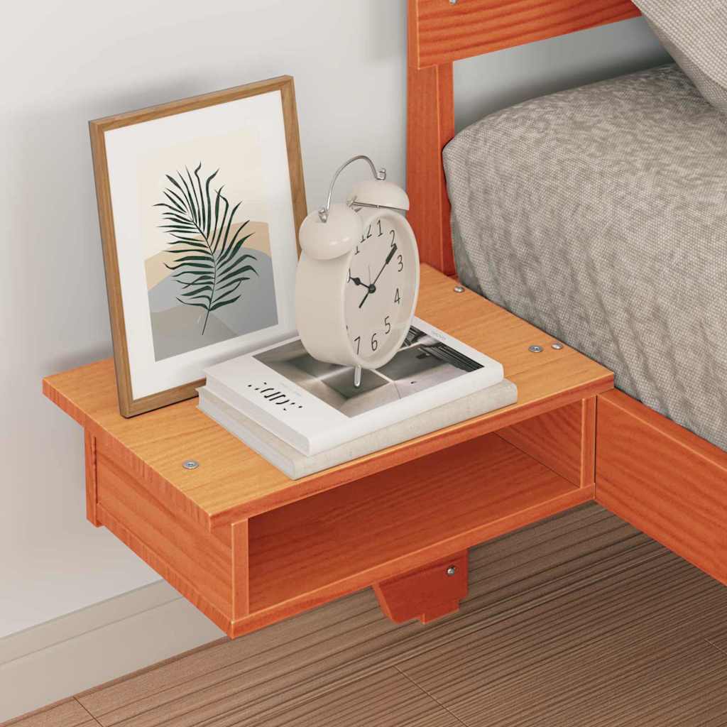 Vidaxl bedframe met hoofdeinde wasbruin 75 x 190 cm massief grenenhout