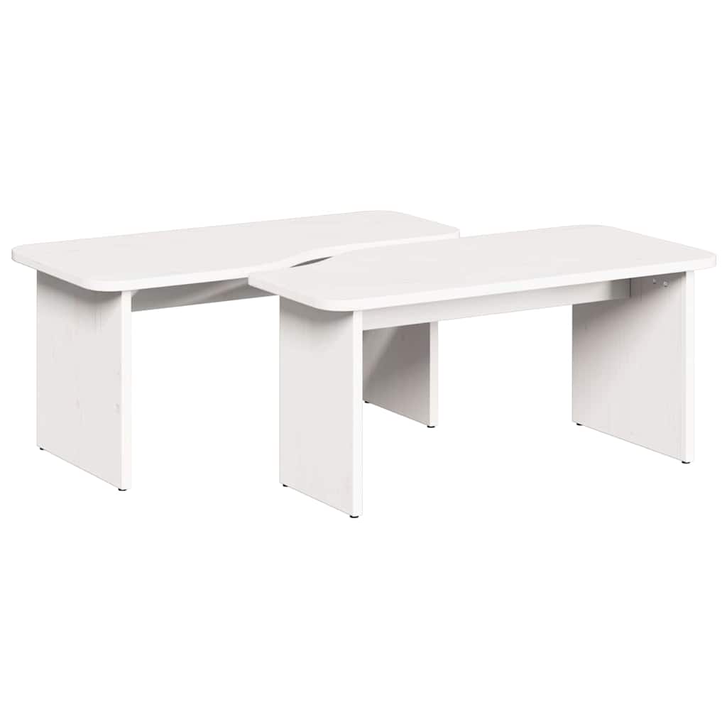Vidaxl salontafel 2 st wit 100 x 69 x 35,5 cm massief grenenhout