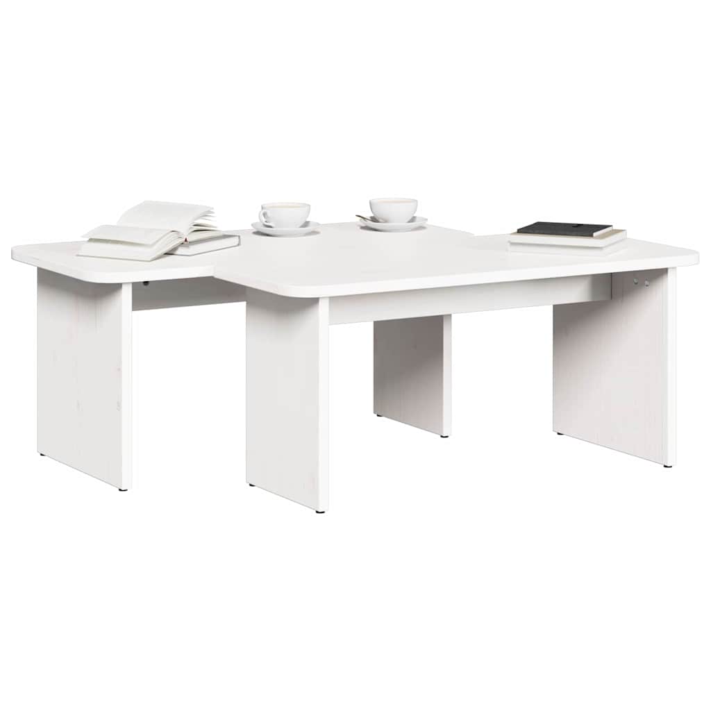 Vidaxl salontafel 2 st wit 100 x 69 x 35,5 cm massief grenenhout