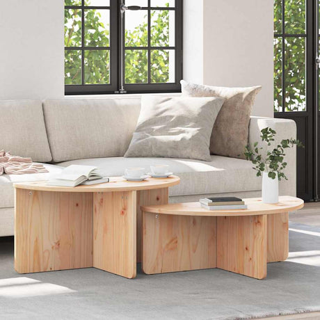 Vidaxl salontafel 2 st naturel 79 x 39,5 x 40 cm massief grenenhout