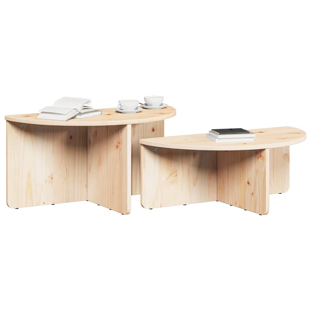 Vidaxl salontafel 2 st naturel 79 x 39,5 x 40 cm massief grenenhout