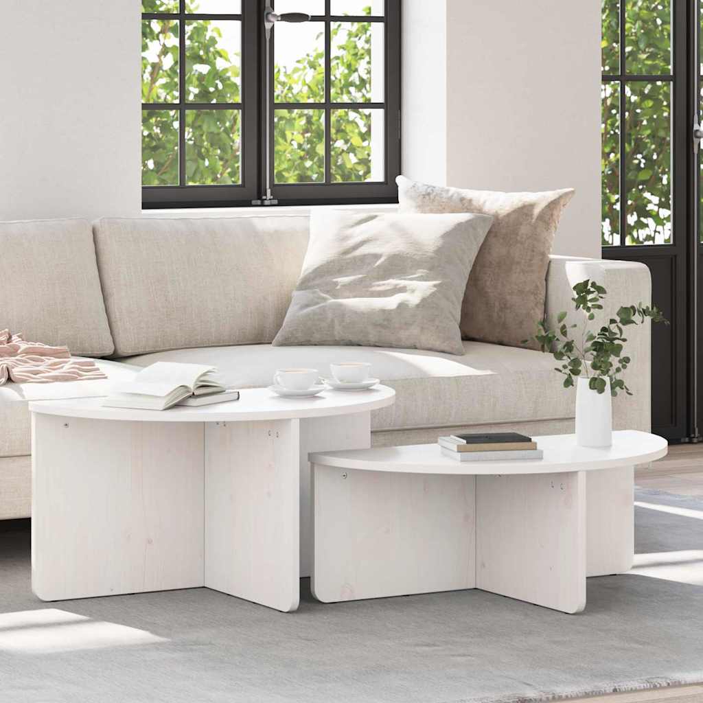 Vidaxl salontafel 2 st wit 79 x 39,5 x 40 cm massief grenenhout