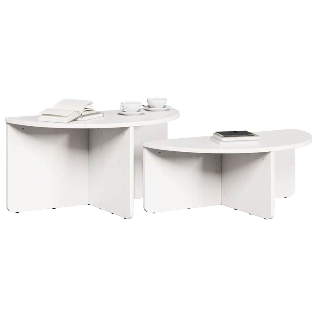 Vidaxl salontafel 2 st wit 79 x 39,5 x 40 cm massief grenenhout