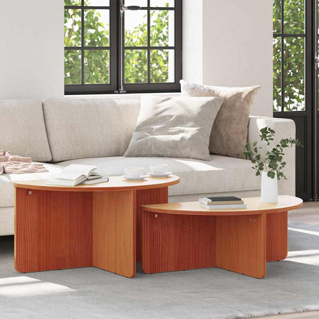 Vidaxl salontafel 2 st wasbruin 79 x 39,5 x 40 cm massief grenenhout
