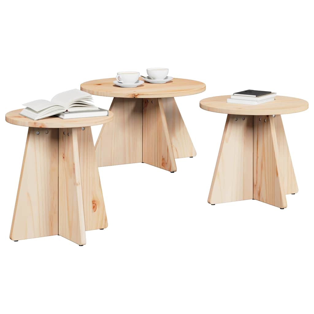 Vidaxl salontafel 3 st naturel 49 x 49 x 30 cm
