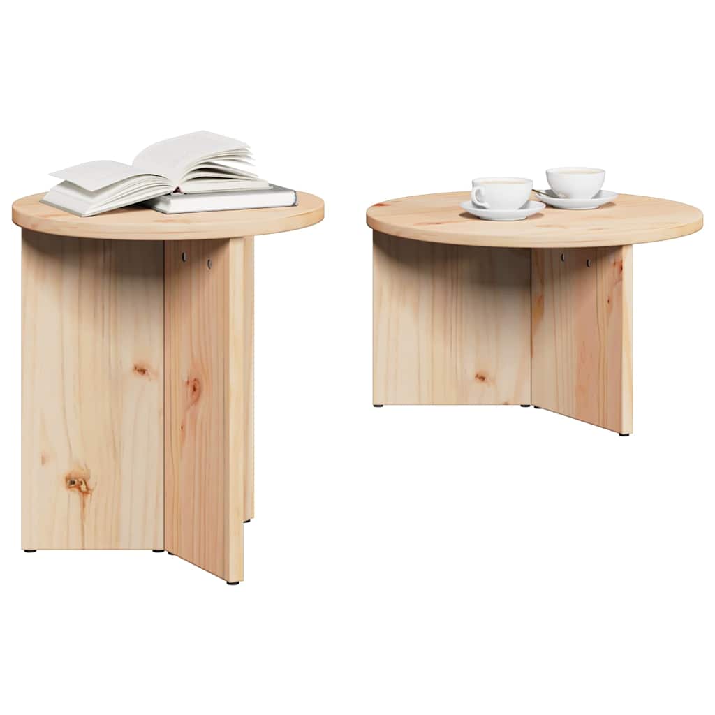 Vidaxl salontafel 2 st naturel 49 x 49 x 28 cm massief grenenhout