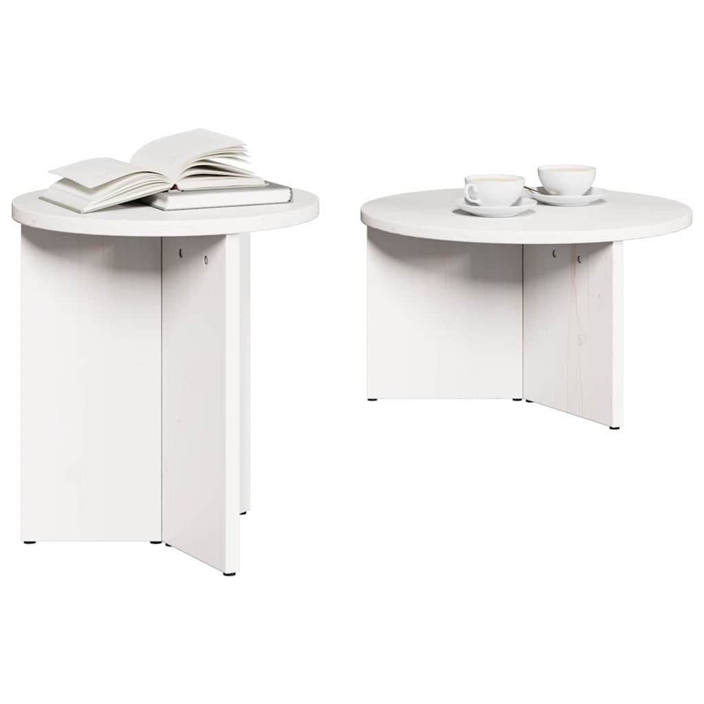 Vidaxl salontafel 2 st wit 49 x 49 x 28 cm massief grenenhout