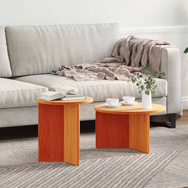 Vidaxl salontafel 2 st wasbruin 49 x 49 x 28 cm massief grenenhout
