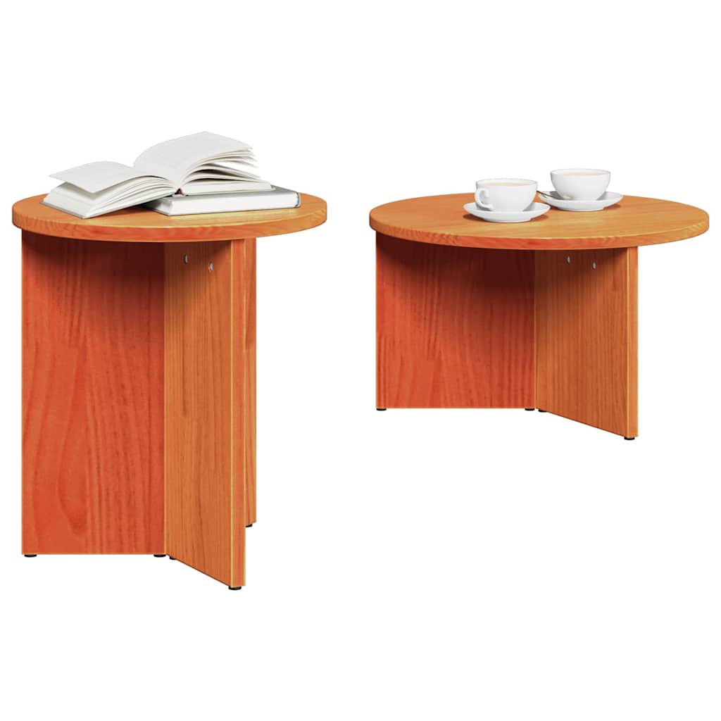 Vidaxl salontafel 2 st wasbruin 49 x 49 x 28 cm massief grenenhout